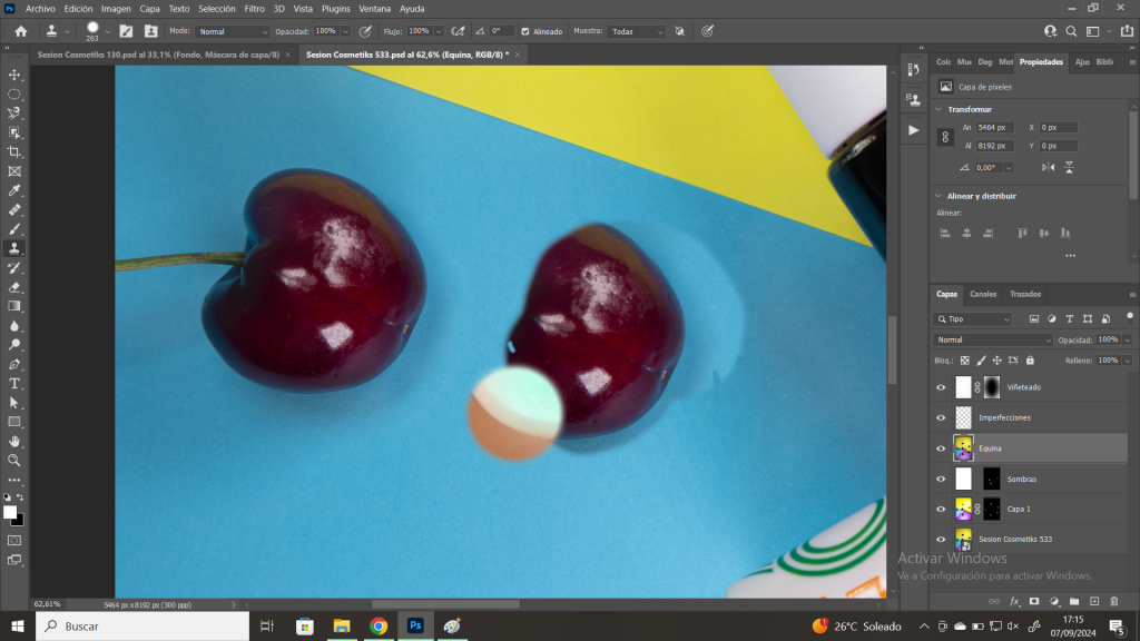 Preparación de set fotográfico para fotografía de producto. Edición en Photoshop